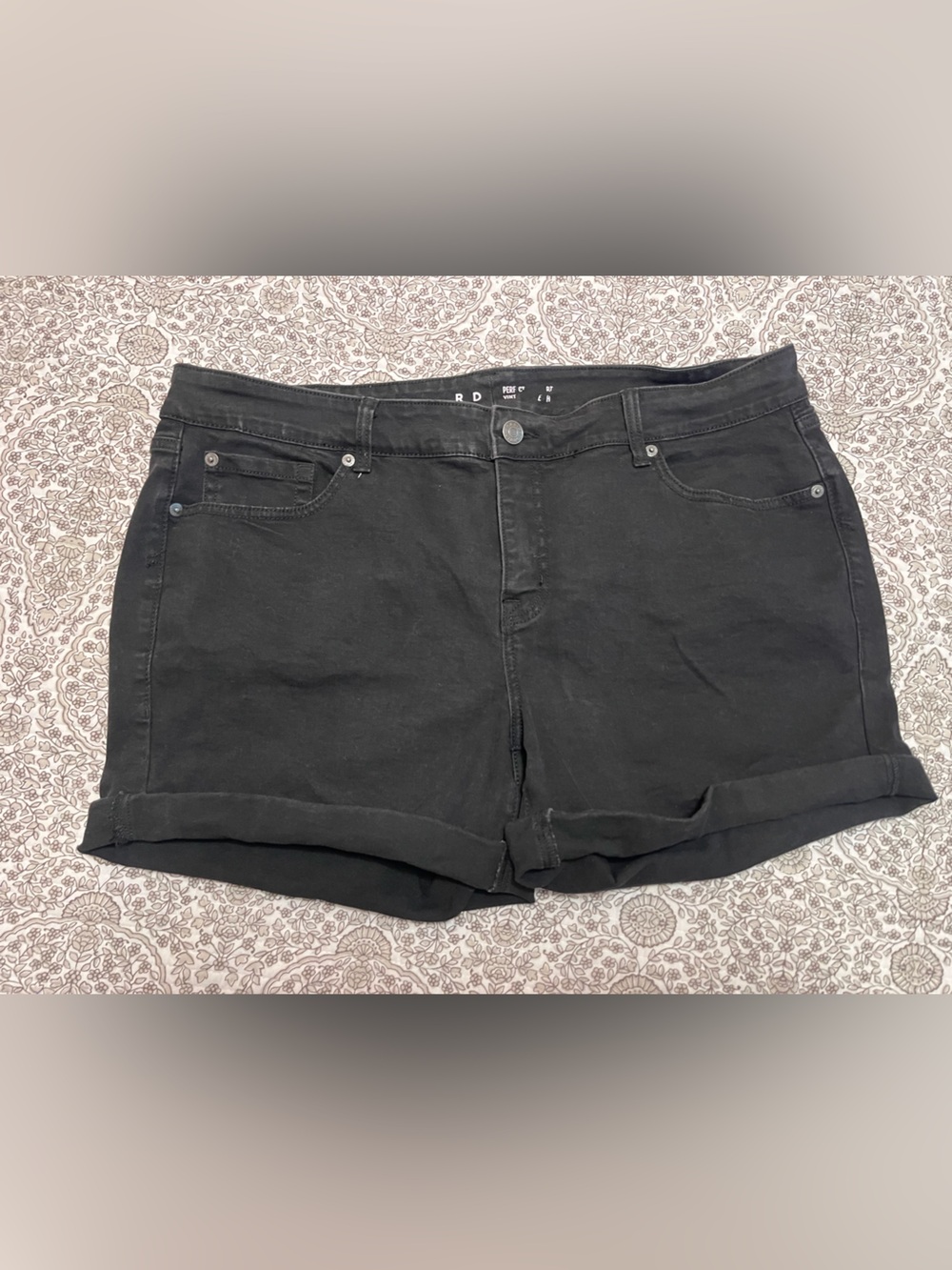torrid Black Denim Boyfriend Shorts with Cuffed Hem - Picture 3 of 4